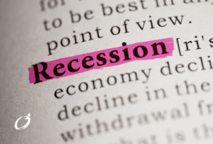 A snapshot of a dictionary page showing a part of a definition. The word Recession is highlighted in pink.